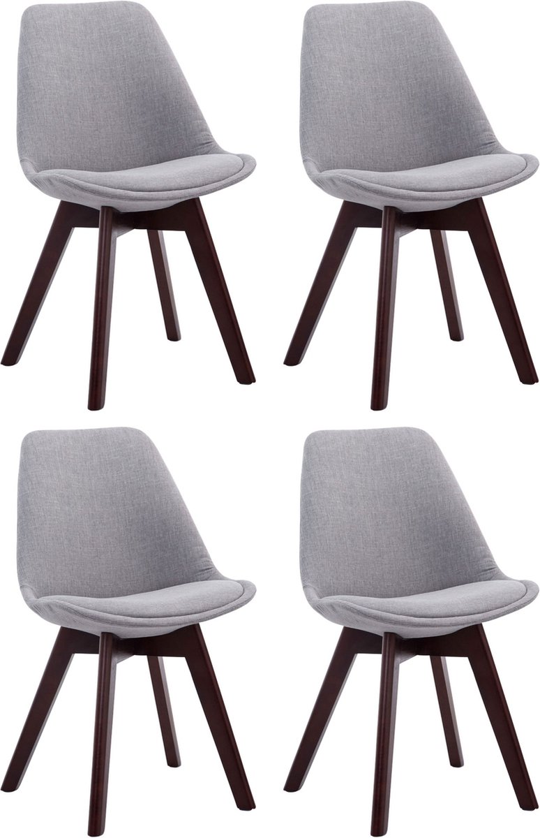 CLP Borneo V2 Set van 4 eetkamerstoelen - Stof bruin walnoot