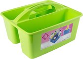 Groene opbergbox/opbergdoos mand met handvat 6 liter kunststof - 31 x 26,5 x 18 cm - Opbergbakken voor schoonmaakspullen