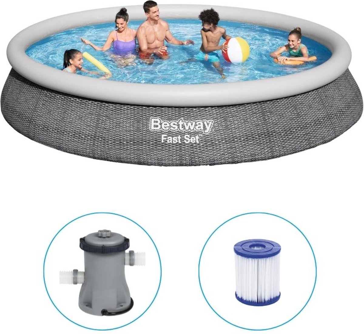 Bestway Fast Set opblaasbaar zwembad met filterpomp - Ø 457 x 84 cm