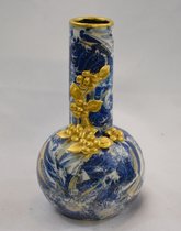 Vaas (je) waterdicht, blauw goud van ZoeZo Design, waterdicht, H 21 cm Ø 12 cm
