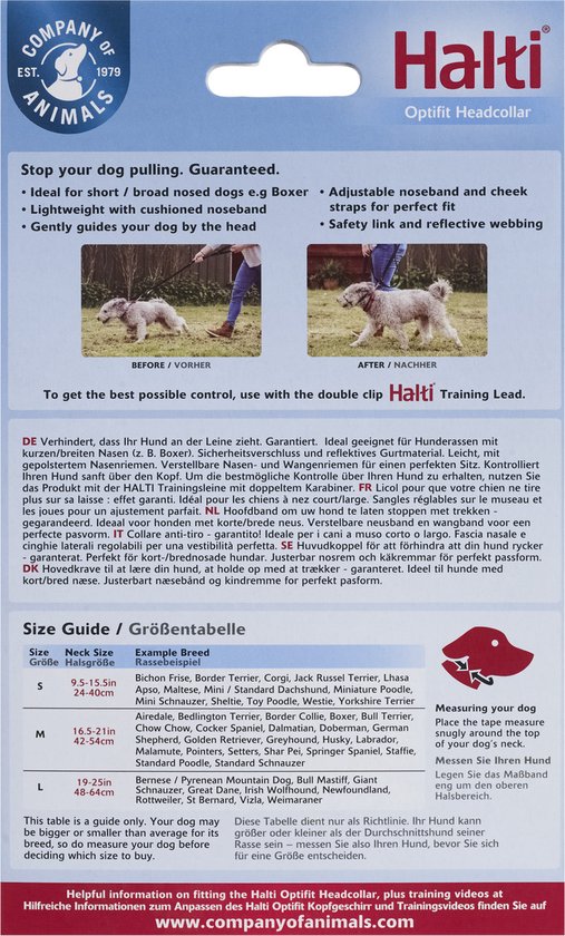 Halti OptiFit Hoofdhalsband - Hond - Anti trekhalsband - Maat M - Voor Labrador Boxer Dobermann Golden retriever - Halti