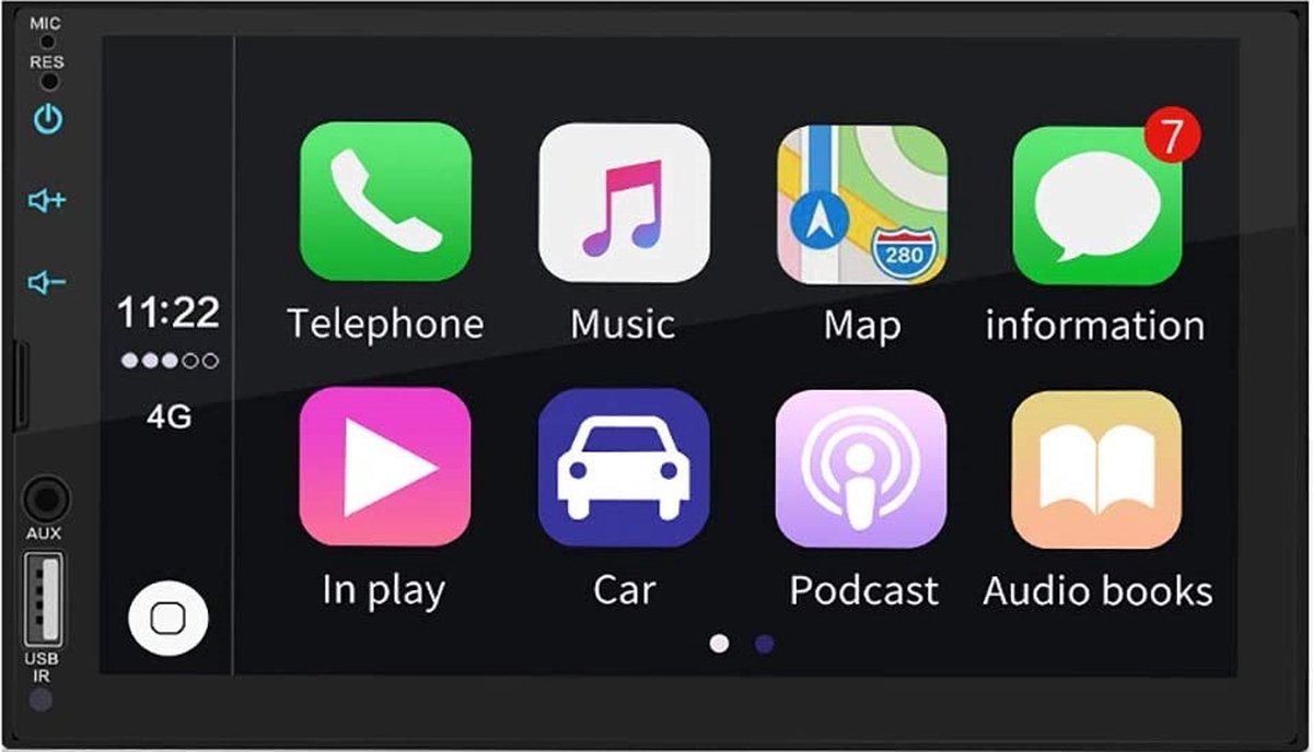 7 Inch Autoradio Stereo 2 Din Ondersteuning Apple Carplay, MP5 Carplay Host Ingebouwde Speler met Touch Screen Auto Radio Bluetooth X2