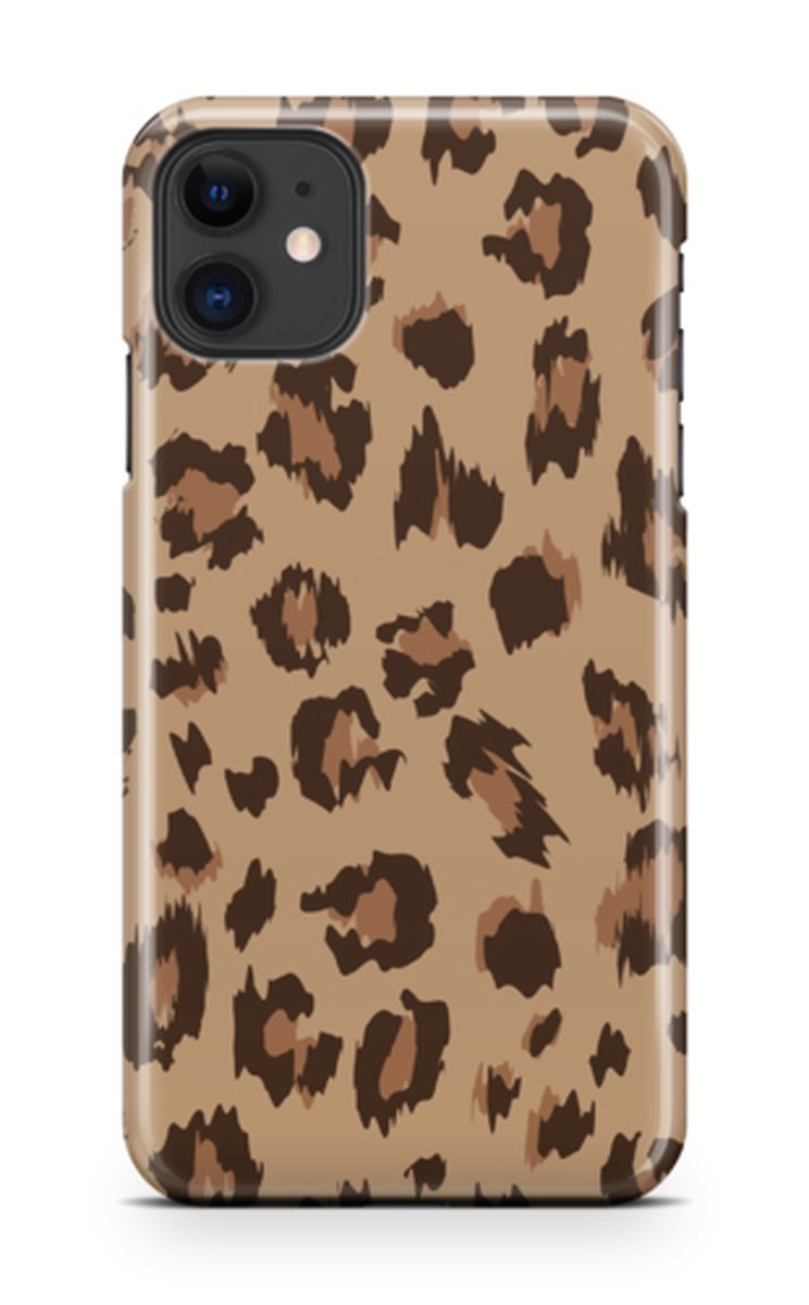 Telefoonhoesje geschikt voor Apple iPhone 11 - Premium Hardcase - Dun en glanzend - Dierenprintcollectie - Wild Cheetah Print - Bruin