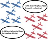 Paquet combiné 10 planeurs XL jetables rouge et bleu | speelgoed de planeur | avions jouets | avion en mousse