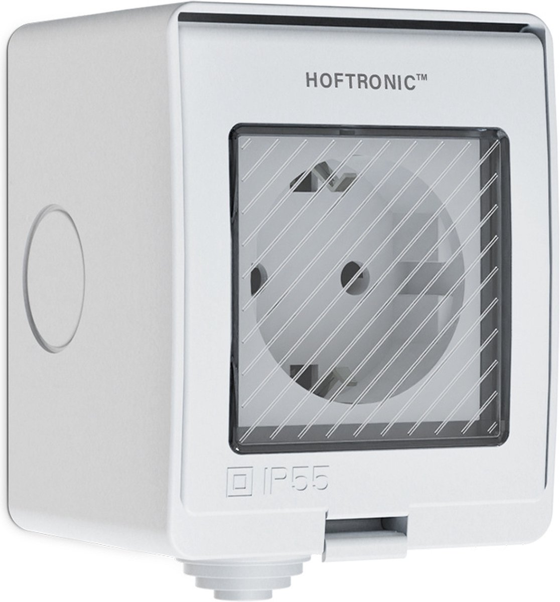 HOFTRONIC - Slimme Stekker buiten - IP55 Waterdicht voor binnen en buiten - Slim buitenstopcontact - WiFi + Bluetooth 16A - Bediening via App - Compatibel met alle smart assistenten - Smart Home