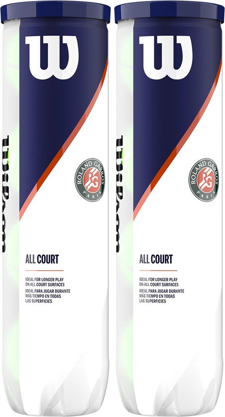Wilson Roland Garros All Court - Tennisballen - 8 stuks (2blikken van 4) - Geel