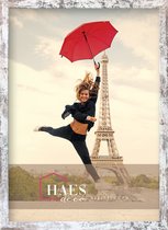 HAES DECO - Houten fotolijst Paris wit/bruin voor 1 foto formaat 50x70 - SP001506