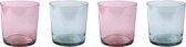 Cactula set van 4 gekleurde glazen Libbey Cidra in de kleuren Roze en Blauw