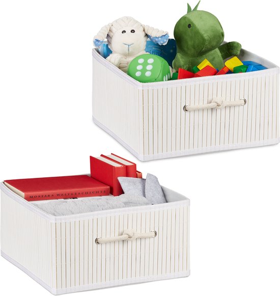 2x | Rattan Mandje | opbergbox | Wit | Kunstsof | 5 liter