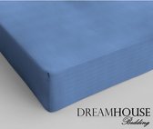 Dreamhouse Katoenen Hoeslaken - 140x200 cm - Blauw - Tweepersoons
