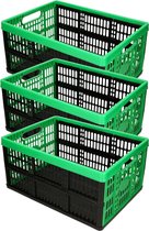 3x caisses pliables/caisses shopping pliables noir/vert 48 x 35 x 24 cm - caisses pliantes - capacité 32 litres