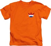 Kroon Vlag Koningsdag - T-Shirt Kinderen - Oranje - Maat 110_116