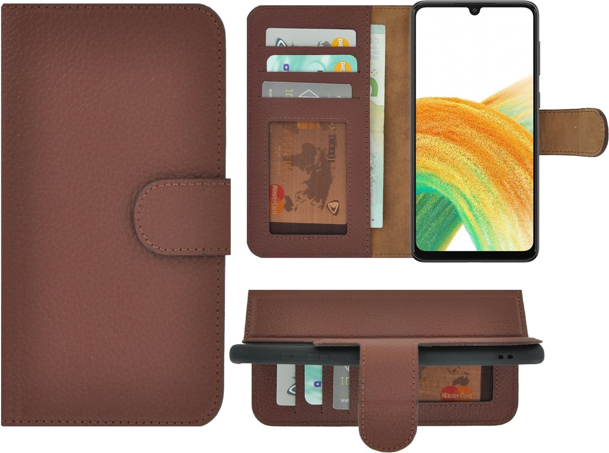 MoDo hoesje Geschikt voor Samsung Galaxy A33 5G - Leer Book Case - Bruin
