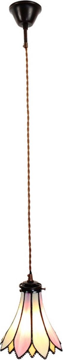 LumiLamp Hanglamp Tiffany Ø 15*115 cm E14/max 1*40W Roze, Beige Glas, Metaal Hanglamp Eettafel Hanglampen Eetkamer