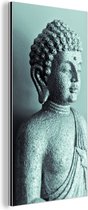 Wanddecoratie Metaal - Aluminium Schilderij Industrieel - Boeddha beeld blauw fotoprint - 20x40 cm - Dibond - Foto op aluminium - Industriële muurdecoratie - Voor de woonkamer/slaapkamer