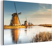 Wanddecoratie Metaal - Aluminium Schilderij Industrieel - Molen - Holland - Landschap - 150x100 cm - Dibond - Foto op aluminium - Industriële muurdecoratie - Voor de woonkamer/slaapkamer