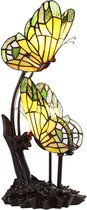 LumiLamp Tiffany Tafellamp Vlinders 24*17*47 cm Geel Glas Tiffany Bureaulamp Tiffany Lampen