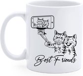 Bedrukte Beker Selfie Best Friends - Katten - Mok - Vriendinnen Mug - Verjaardag