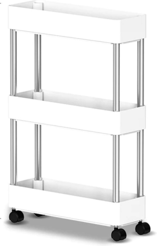 GIANTEX Smalle kast met wieltjes, wagen en organizer, slank met 3/4/5/6 laden voor kleine ruimtes, kunststof commode voor woonkamer, slaapkamer, badkamer, keuken, wit