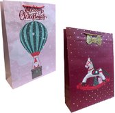 4 Luxe Winter / Kerst Cadeautasjes A3 formaat 33x44cm - Kerst Papieren cadeautasjes met Full-color bedrukking