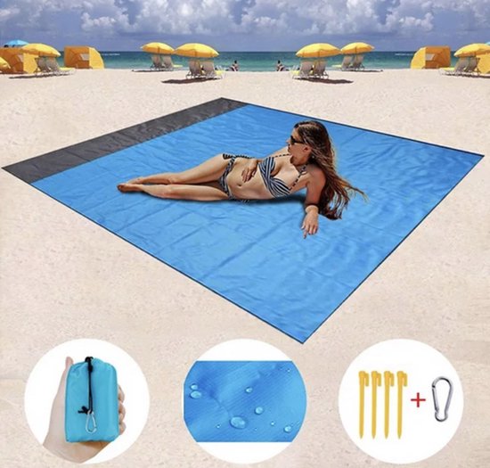 Repus - Tapis de pique-nique - Tapis de plage - Imperméable - Blauw XL - Pliable - 200 x 210