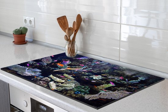 KitchenYeah® Inductie beschermer 80x52 cm - Kleurrijk aquarium - Kookplaataccessoires - Afdekplaat voor kookplaat - Inductiebeschermer - Inductiemat - Inductieplaat mat
