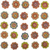 Winkrs | 25 Houten bloem knopen - 20mm - DIY - mix bloemen diverse kleuren - decoratie knoop - scrapbooking