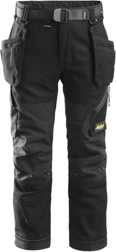 Snickers 7505 FlexiWork, Junior Broek - Zwart/Zwart - 140