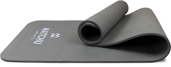 Matchu Sports - Fitnessmat - Yogamat - Sportmat - Fitness mat - Met draagkoord - 180 cm x 60 cm x 0,9 cm - Grijs - NBR - Matchu Sports