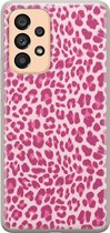 Leuke Telefoonhoesjes - Hoesje geschikt voor Samsung Galaxy A53 - Luipaard roze - Soft case - TPU - Luipaardprint - Roze