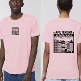 Heren en Dames T Shirt Amsterdam - Roze - Maat XL