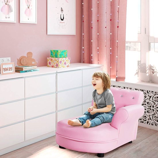 Blauwe COSTWAY Kinderstoel Voor Peuters, Gevoerde Kinderbank Schommelstoel Met Massief Houten Poten Schommelstoel Kinderstoel Voor Kinderkamer Speelkamer En Kleuterschool