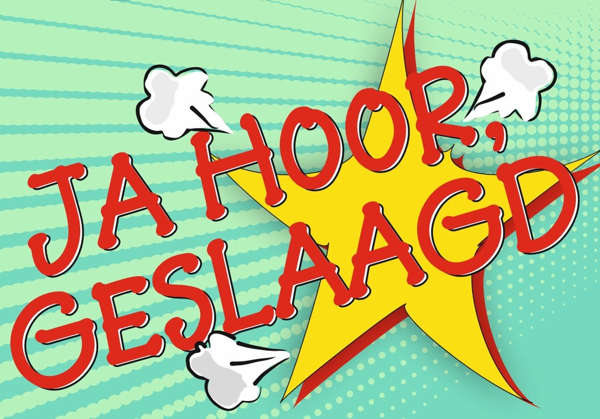 DKT Vlag Geslaagd vlag vrolijke examenvlag, evt met opdruk van naam en/of schoollogo