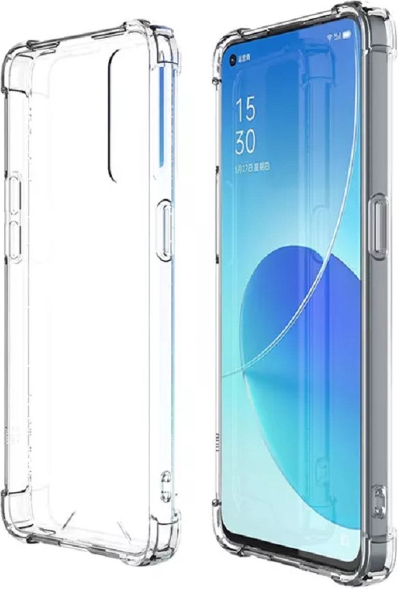 Casemania Hoesje Geschikt voor Oppo A96 - Transparant - Anti Shock Hybrid Back Cover