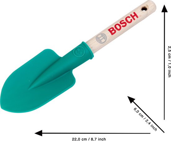 Klein Toys Bosch tuin handschop - 22x6x2,5 cm - ronde vorm - incl. houten handgreep en ophangoog - groen van Klein Toys — afbeelding 3