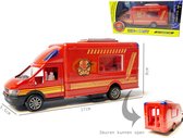 Brandweerwagen - Speelgoed brandweerauto - pull-back drive - Die cast voertuig - 17 CM