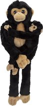 Pluche dieren knuffels hangende Chimpansee aap met baby van 48 cm - Knuffeldieren speelgoed