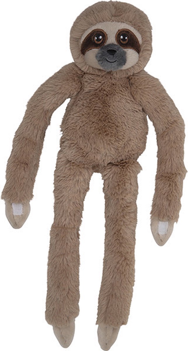 Nature Planet pluche knuffel Luiaard - 48 cm - bruin - dieren - hangend met klitteband handen