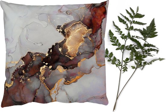 Coussins Coussins décoratifs - Oreillers Salon - 40x40 cm - Rouge - Marbre - Or