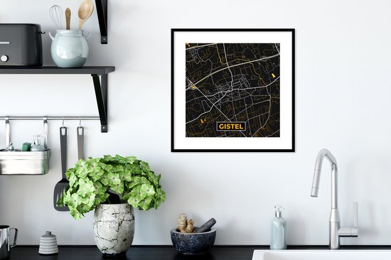 Cadre photo avec affiche - Gistel - Or - Carte - Carte - Plan de la ville - 40x40 cm - Cadre pour affiche