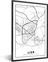 Cadre photo avec affiche Zwart Wit- België - Lierre - Plan de la ville - Carte - Zwart Wit - Plan d'étage - 40x60 cm - Cadre pour affiche