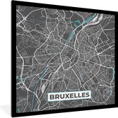 Cadre photo avec affiche - Plan de la ville - Grijs - Carte - Bruxelles - België - Carte - 40x40 cm - Cadre pour affiche