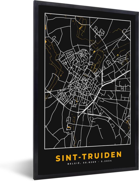 Fotolijst incl. Poster Plattegrond Goud SintTruiden Kaart