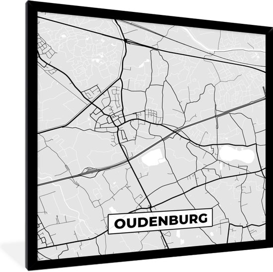 Fotolijst incl. Poster Zwart Wit- Plattegrond – Oudenburg – Zwart Wit ...