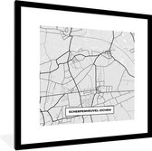 Fotolijst incl. Poster Zwart Wit- Stadskaart – Plattegrond – België – Zwart Wit – Scherpenheuvel Zichem – Kaart - 40x40 cm - Posterlijst