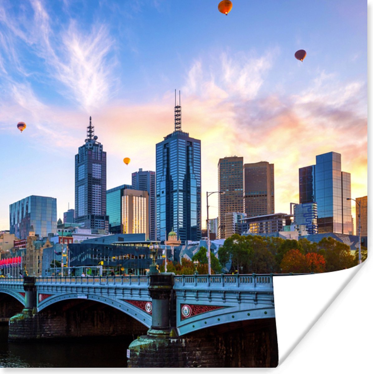 Poster Skyline - Luchtballon - Stad - 75x75 cm