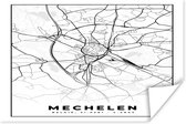 Poster België – Mechelen – Stadskaart – Kaart – Zwart Wit – Plattegrond - 180x120 cm XXL