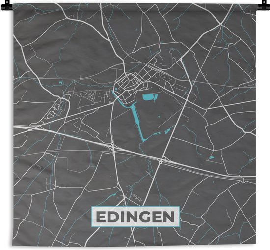 Wandkleed - Wanddoek - Stadskaart – Grijs - Kaart – Edingen – België ...