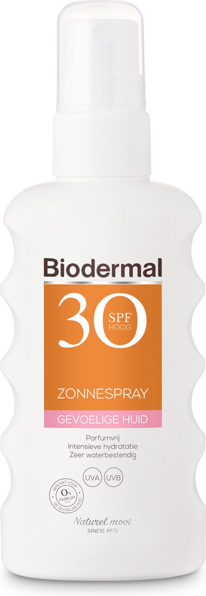 Biodermal Zonnebrand spray voor de gevoelige huid SPF 30 - 175ml - Zonnespray