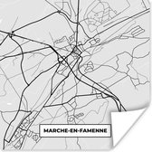 Poster België - Marches en Famenne - Plan de ville - Plan - Zwart et Wit - Carte - 100x100 cm XXL